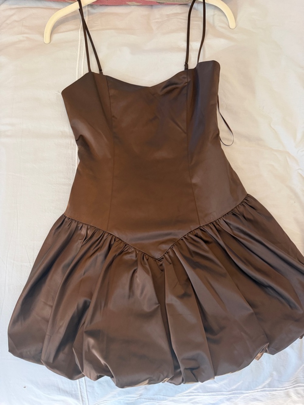 Lioness womens Brown Satin Mini Dress, size XS, only worn once! Great condition - Picture 3 of 10